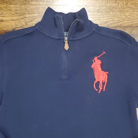 Boys Polo Ralph Lauren big pony 1/4 zip pullover sweater size S(8) - Picture 2 of 5